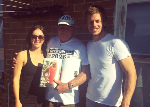 Fraser & I with Alan Farrell, who has completed all 35 City2Surfs. He is an official legend!